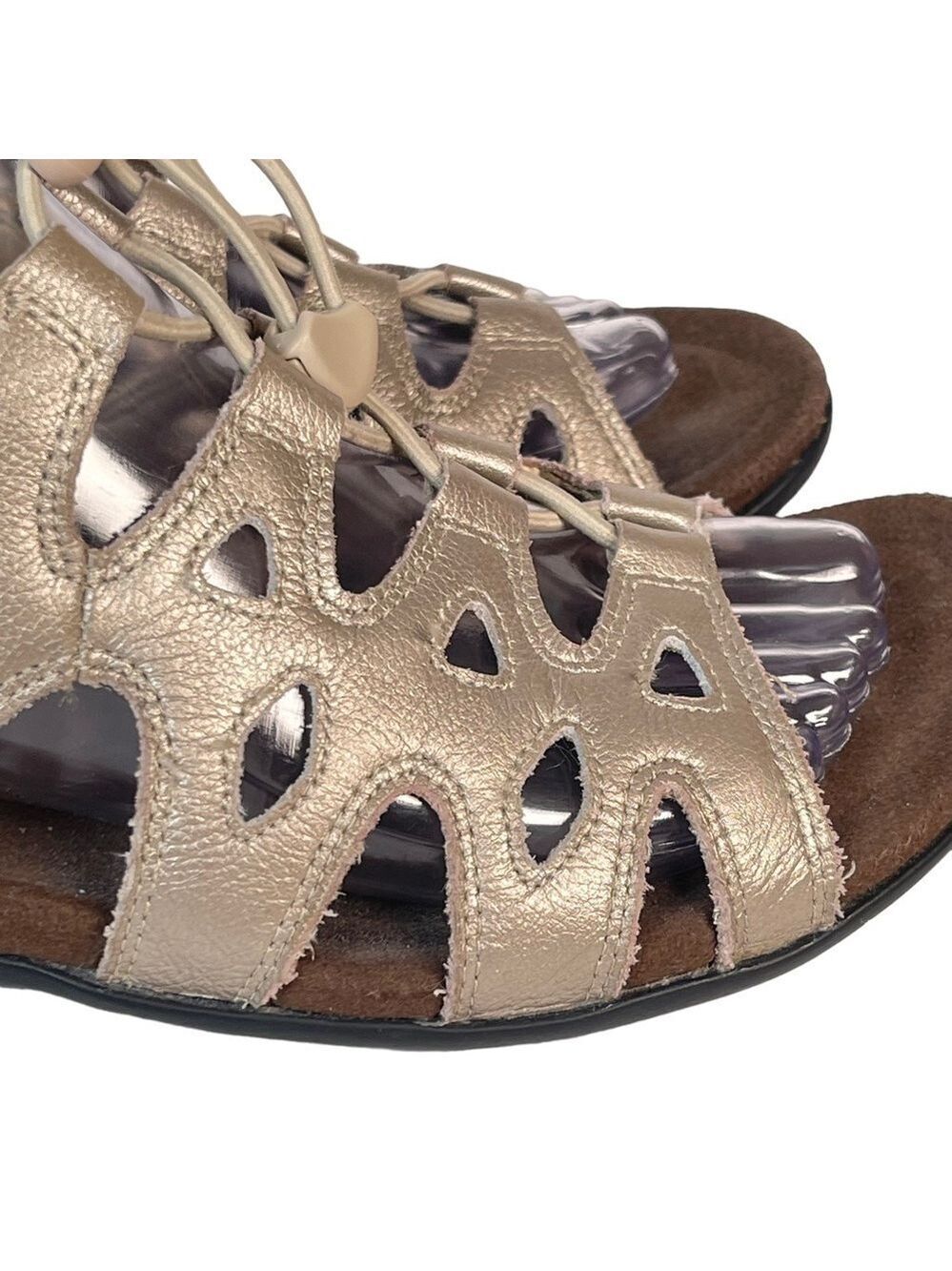 ABEO Gold Metallic Gladiator Sandals Bio System Hook Loop Comfort Women 9.5 - Picture 4 of 16